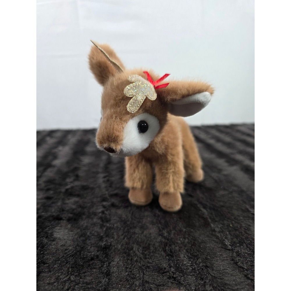 Douglas Cuddle Toys Reindeer Fawn Plush Stuffed Animal Brown Gold Antlers 897T